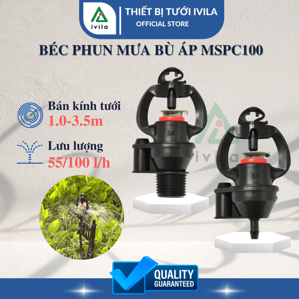 Béc phun mưa bù áp 100l/h - MSPC100 + Adapter 6mm