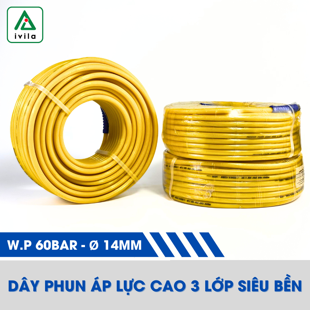 Dây phun áp lực cao, ống cao áp 3 lớp 14mm (Cuộn 50 Mét)