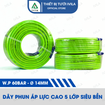 Dây phun áp lực cao, ống cao áp 5 lớp 14mm (Cuộn 50 Mét)