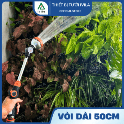 Vòi phun nước tưới cây đa năng 8 chế độ tay cầm dài 50cm MAY GARDEN CPA401