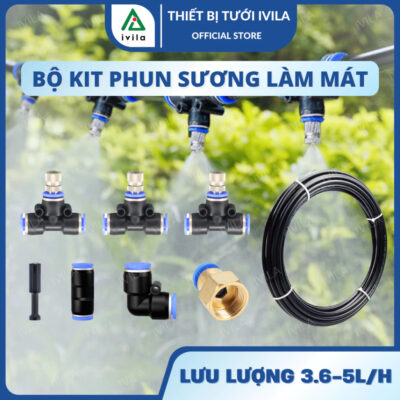 Bộ kit tưới phun sương làm mát béc đồng dây 8mm