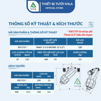 Lọc đĩa IVILA chữ Y 75mm - Ảnh 4