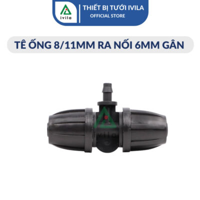 Tê nối nhanh ống mềm 8/11mm ra nối 6mm 1 đầu gân