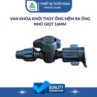Van khóa khởi thủy ống mềm ra ống nhỏ giọt 16mm (đen)