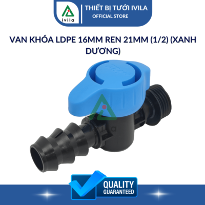 Van khóa LDPE 16mm ren 21mm (1/2) (xanh dương)