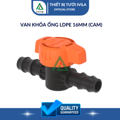 Van khóa ống LDPE 16mm (cam)
