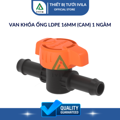Van khóa ống LDPE 16mm (cam) 1 ngàm