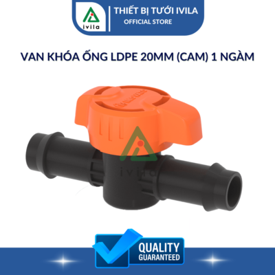 Van khóa ống LDPE 20mm (cam) 1 ngàm