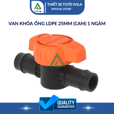 Van khóa ống LDPE 25mm (cam) 1 ngàm
