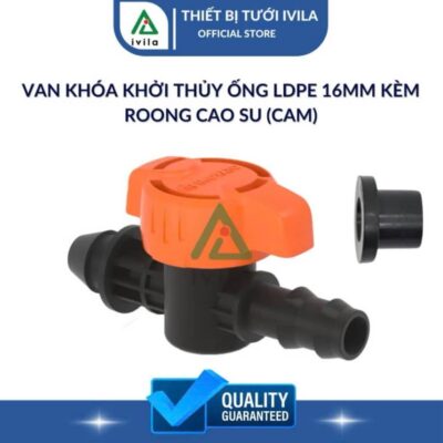 Van khóa khởi thủy ống LDPE 16mm kèm roong cao su (Cam)
