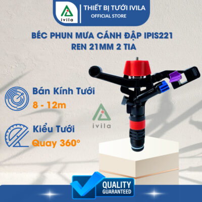 Béc phun mưa cánh đập IPIS221 ren 21mm 2 tia quay tưới 360 độ
