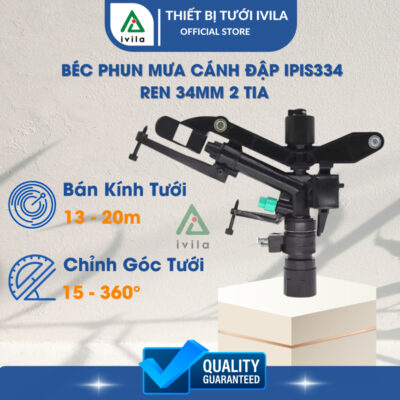 Béc phun mưa cánh đập IPIS334 ren 34mm 2 tia có chỉnh góc tưới