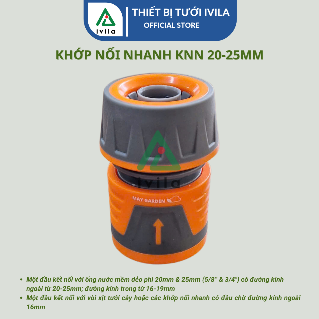 Khớp nối nhanh May Garden 16mm ra ống 20-25mm KNNA051625 (màu cam xám)