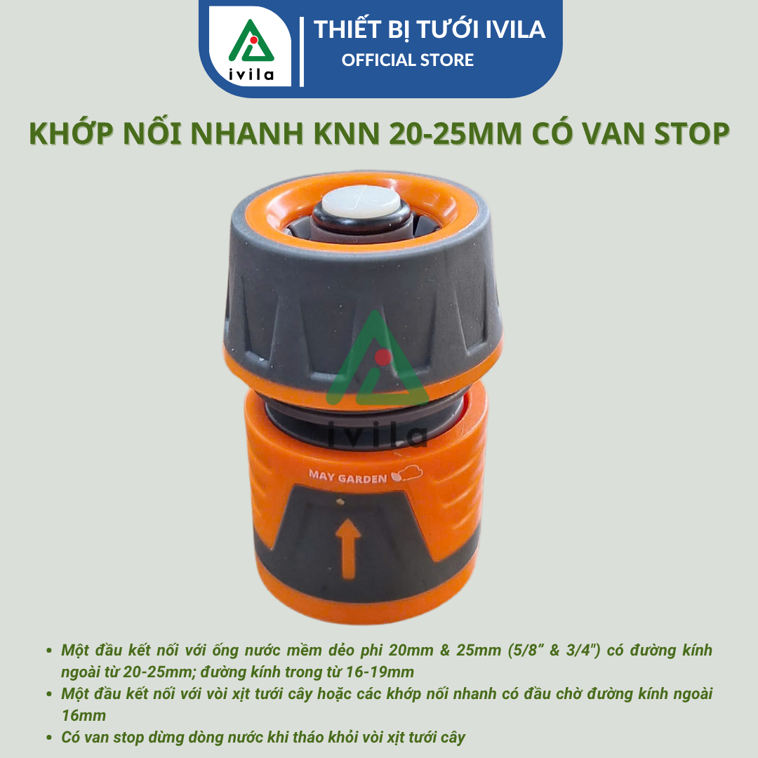 Khớp nối nhanh May Garden 16mm ra ống 20-25mm KNNA051625 (màu cam xám) - Ảnh 2