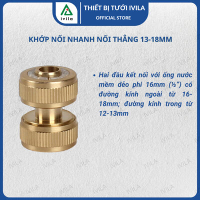 Khớp nối nhanh nối thẳng 1/2"-3/4", măng sông ống 16/25mm KNND021616 (đồng) (Chiếc)