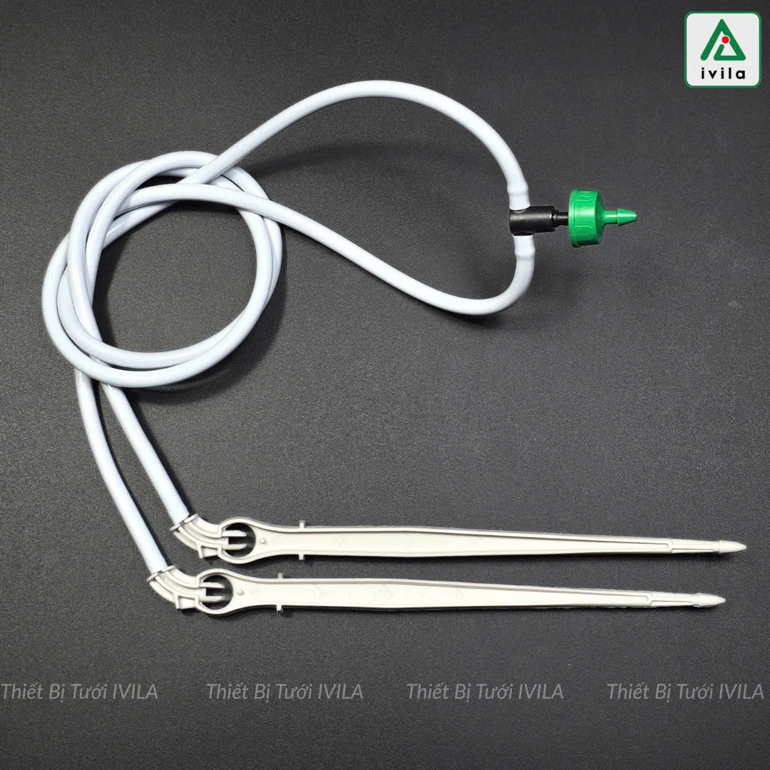 Bộ 2 que cắm nhỏ giọt mũi tên IVLA 15cm xám15cm kèm dây PE trắng 2 lớp (50cm) và chia 2 - Ảnh 5