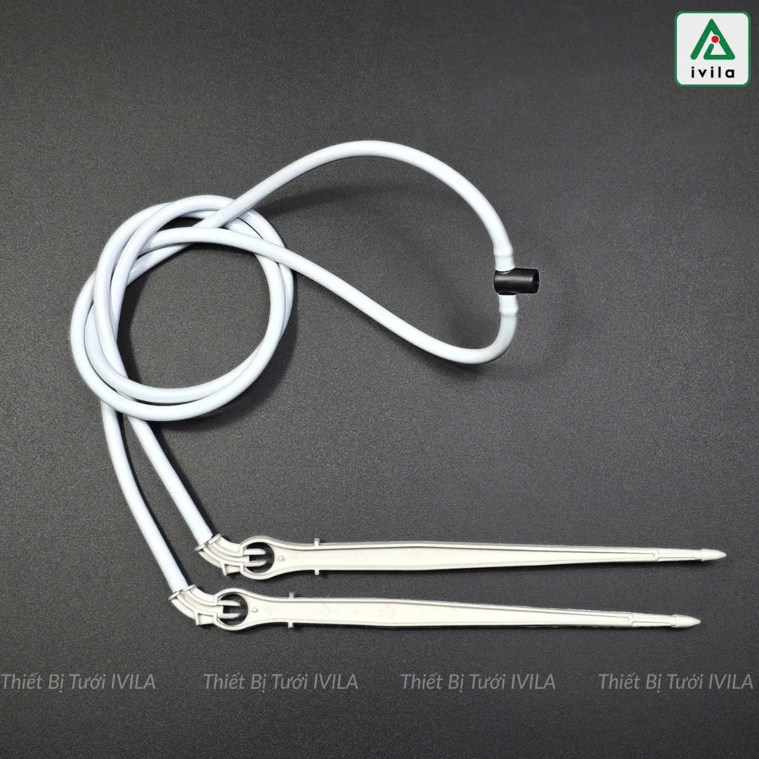 Bộ 2 que cắm nhỏ giọt mũi tên IVLA 15cm xám15cm kèm dây PE trắng 2 lớp (50cm) và chia 2 - Ảnh 2