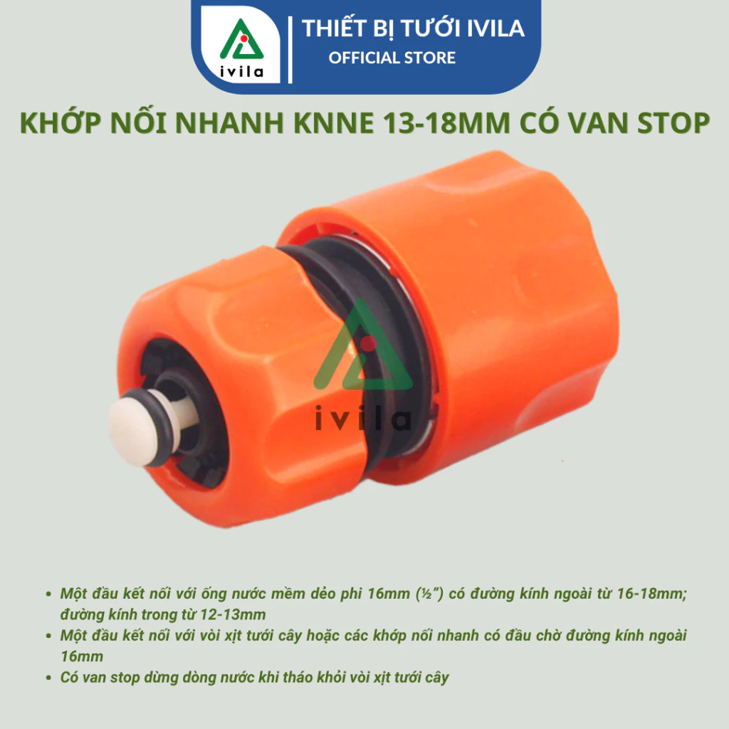 Khớp nối nhanh 16mm ra ống 13-18mm KNNE011616 (màu cam) (Chiếc) - Ảnh 2
