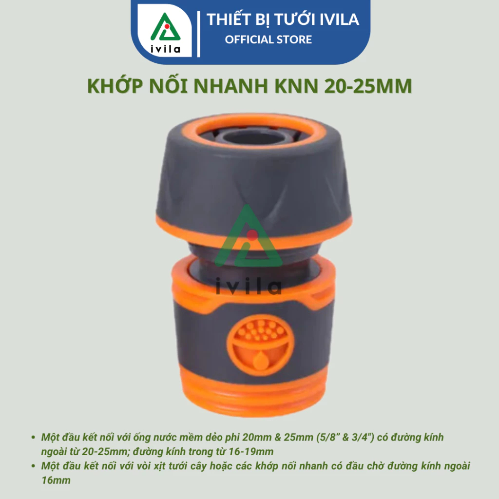 Khớp nối nhanh 16mm ra ống 20-25mm KNNA011625 (màu cam xám)