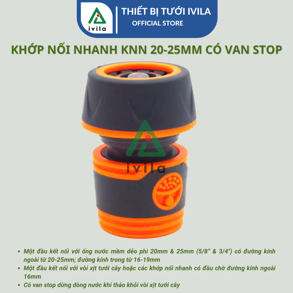 Khớp nối nhanh 16mm ra ống 20-25mm KNNA011625 (màu cam xám) - Ảnh 2