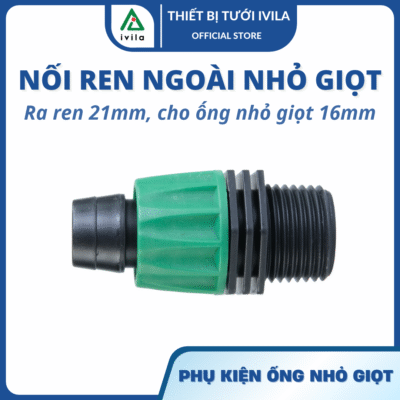 Nối ren ngoài ống nhỏ giọt vặn 16 ra ren 21mm (16 x 1/2'') ZM (Xanh đậm)