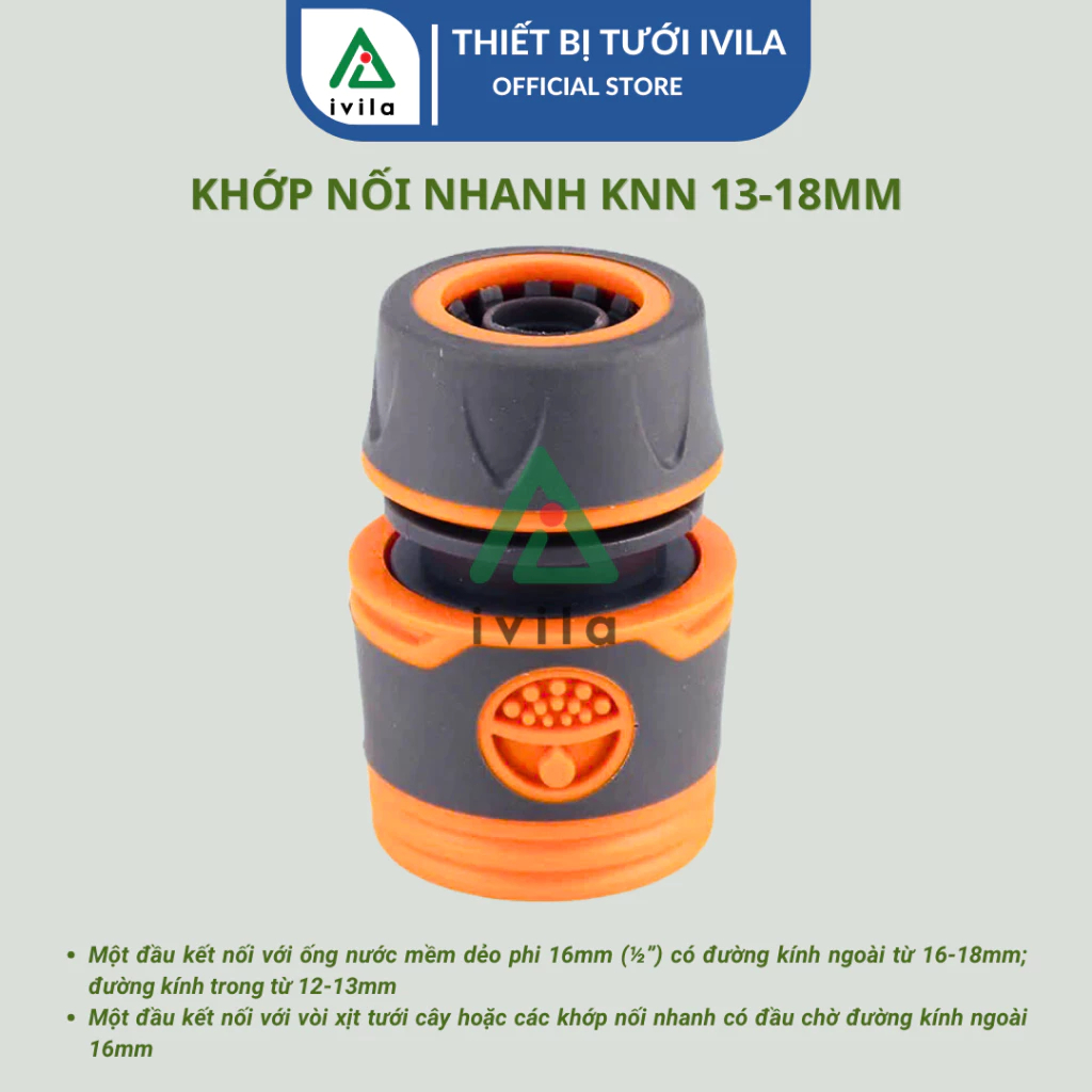 Khớp nối nhanh 16mm ra ống 13-18mm KNNA011616 (màu cam xám)