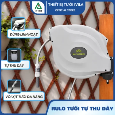 Bộ cuộn ống tưới sân vườn tự thu dây 10/20m May 26